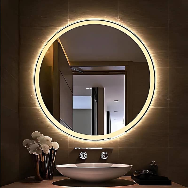 Round LED Mirror 24x24 - Warm & White Light - No Sensor, 4mm Glass 0