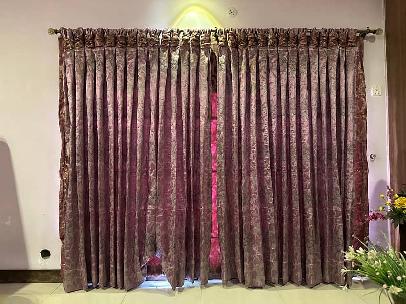 purple blinders with pleated curtains with rods 1