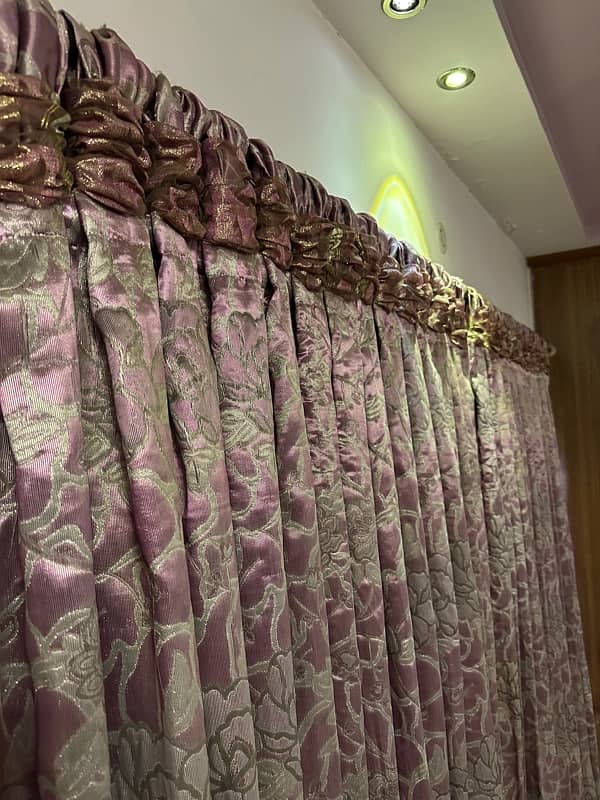 purple blinders with pleated curtains with rods 3