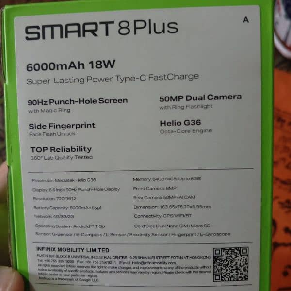 Infinix smart 8 plus 4/64 6000MAH Battery 5