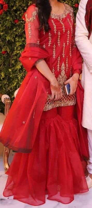 Beautiful and trendy red gharara (10/10 condition) 1