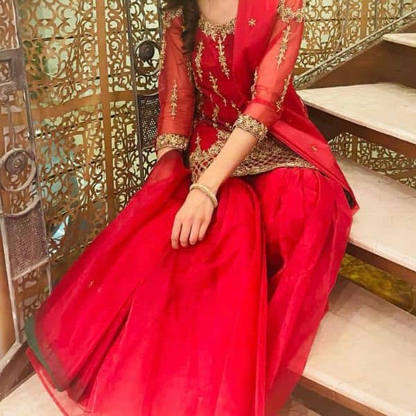 Beautiful and trendy red gharara (10/10 condition) 3