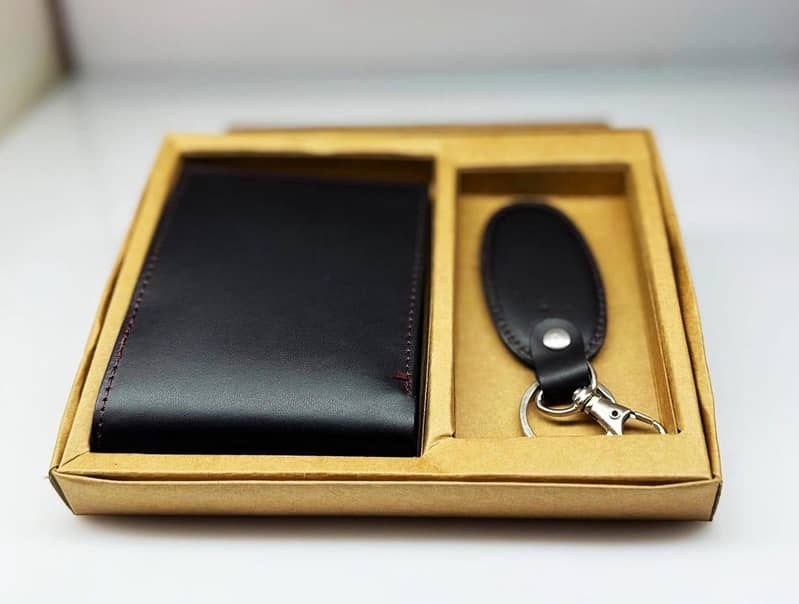 2 PCs Men's leather Wallet Gift Box 1