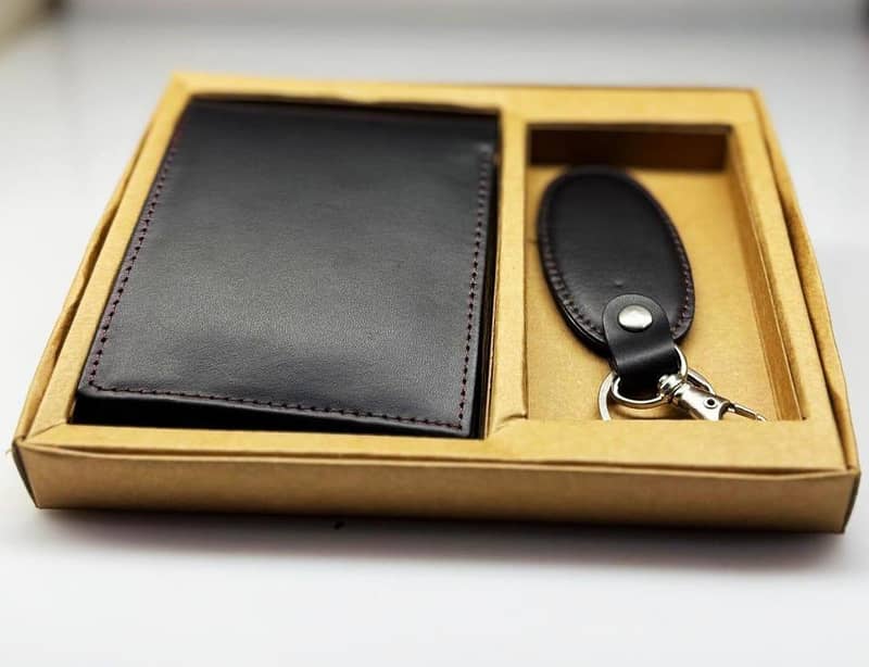 2 PCs Men's leather Wallet Gift Box 2