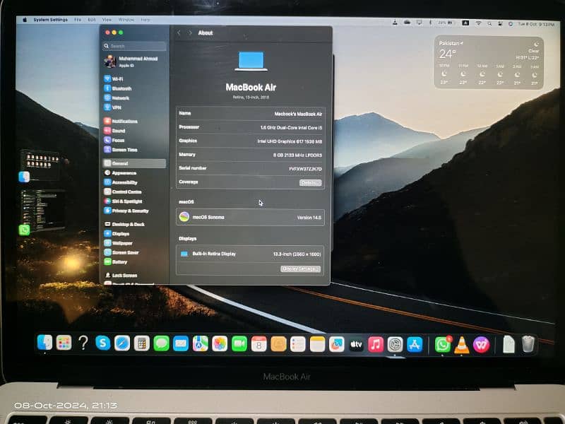 MacBook Air 2018  256 gb ssd 5