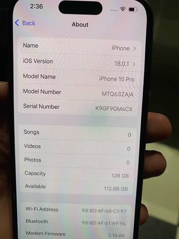 Iphone 15 pro non pta HK model 3