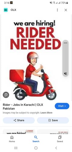 Urgently  required bike rider johar town