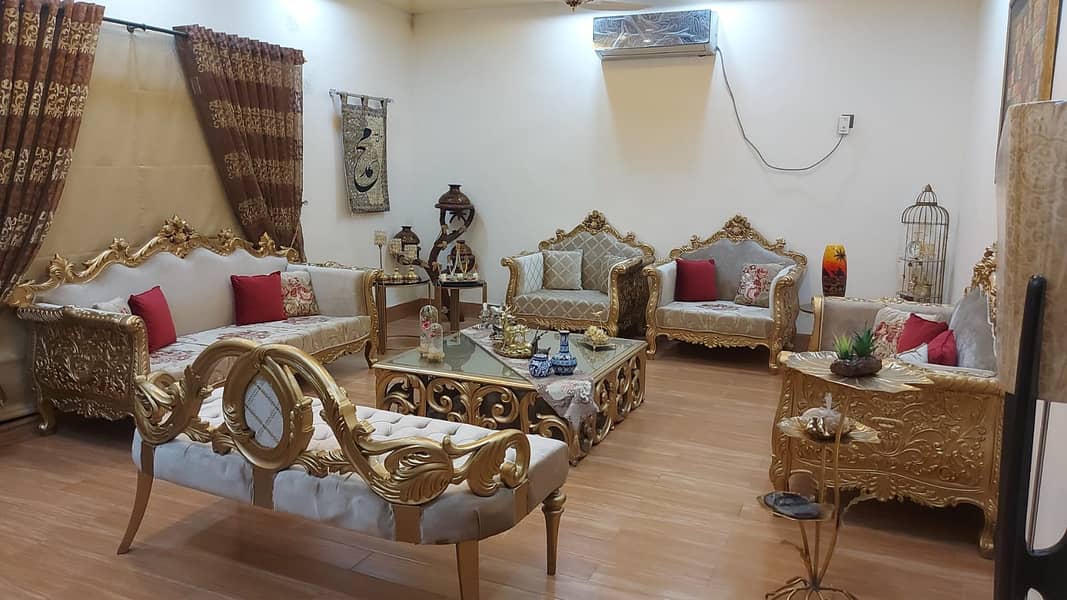 Elegant Chiniot Made 9 Seater Sofa with 3 Tables for Sale 0