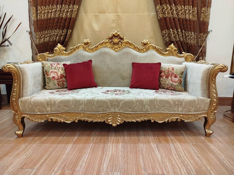 Elegant Chiniot Made 9 Seater Sofa with 3 Tables for Sale 4