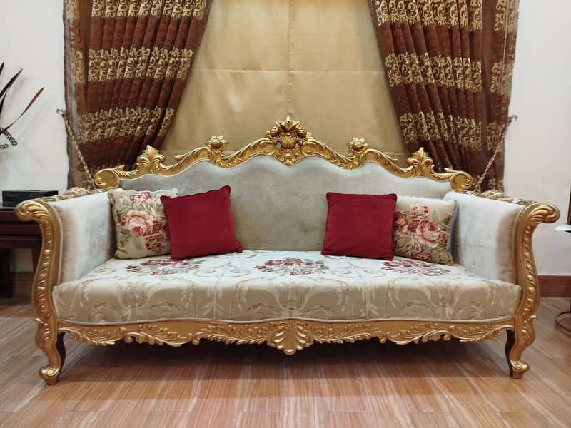 Elegant Chiniot Made 9 Seater Sofa with 3 Tables for Sale 6