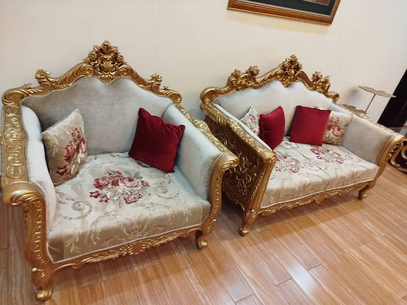 Elegant Chiniot Made 9 Seater Sofa with 3 Tables for Sale 9