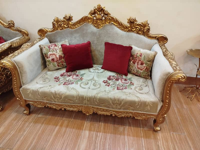 Elegant Chiniot Made 9 Seater Sofa with 3 Tables for Sale 11