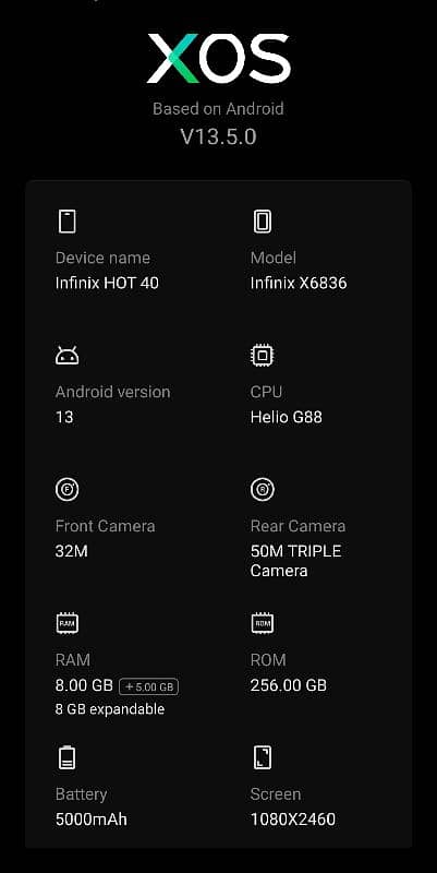 hot 40 Infinix 8/256 5