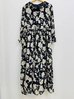 1 Pc Women's Stitched Chiffon Printed Frock Rs 200 delivery fee