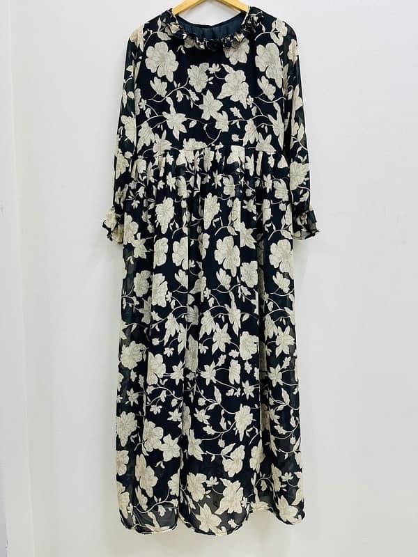 1 Pc Women's Stitched Chiffon Printed Frock Rs 200 delivery fee 0