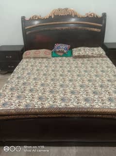 Master Bed set with side tables show case and Almari