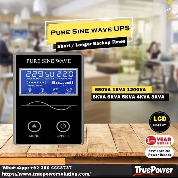 Pure Sinewave UPS 1KVA 2KVA 3KVA 5KVA 6KVA SHORT / Longer Backup time 7