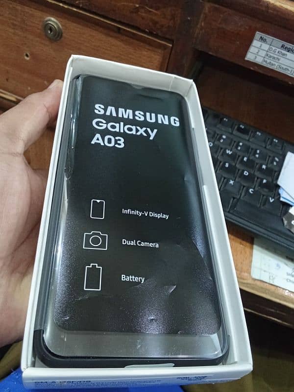 Samsung Galaxy A03 with complete box for sale only 4