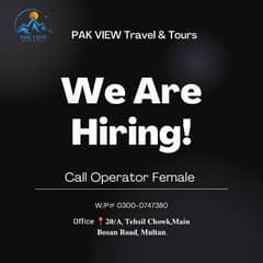 We are hiring Call Operator Female