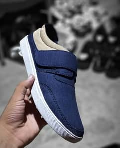 Stylish Navy Blue Velcro Casual Shoes for Men | Comfortable & Trendy