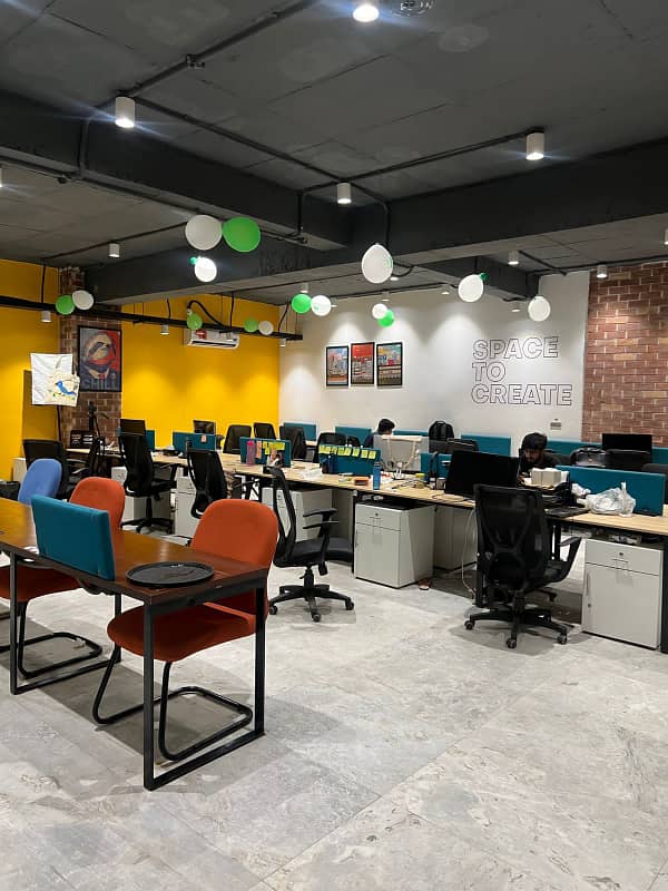 furnished Office for rent in Johar town main road near signal for (Call center + Software house + Marketing office and other setup as you want) 5