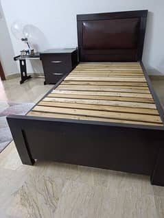 Single bed and Side table with glass top 0