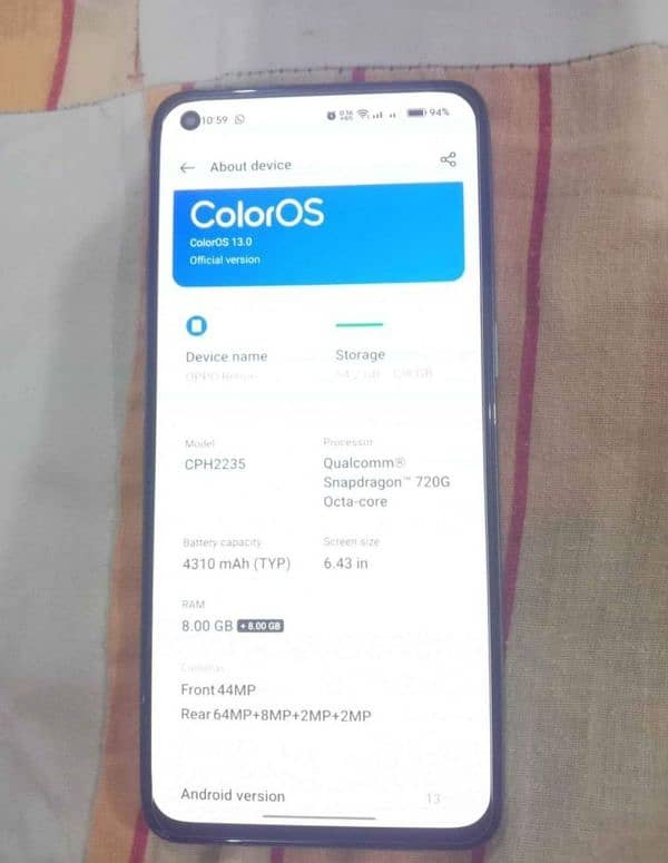 OPPO Reno 6 Ram rom 128 PTA approved condition 10/8 2