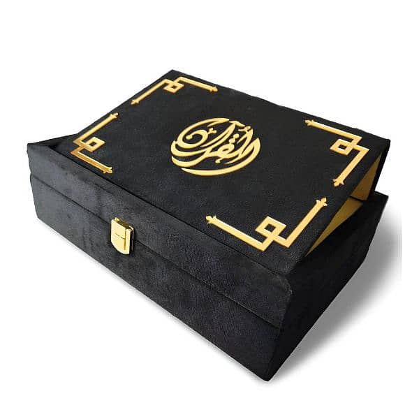 Glittering Galaxy Velvet Quran Set (With Box Stand) 2