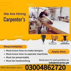 Carpenter Job / Carpenter required for furniture manufacturing