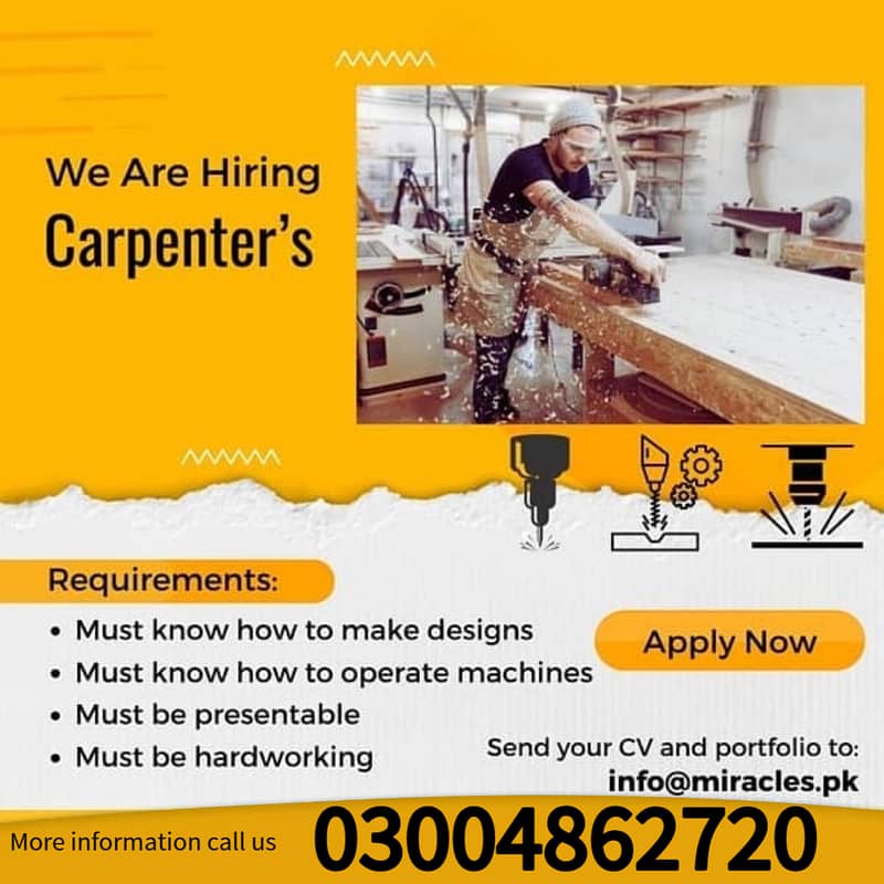 Carpenter Job / Carpenter required for furniture manufacturing 0