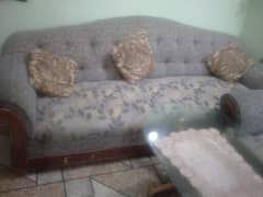 5 seater sofa along with top glass table,pure wood