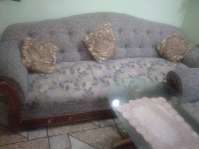 5 seater sofa along with top glass table,pure wood 0