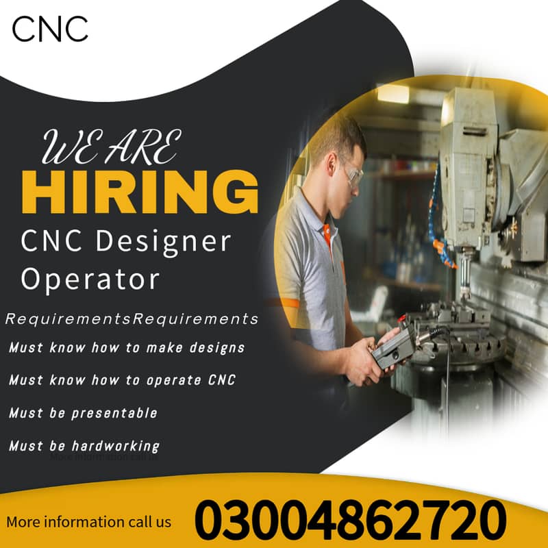 CNC Designer Job / CNC Designer Needed along with Operator 0