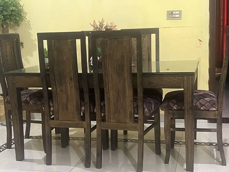 dining table with 6 chairs and glass 2