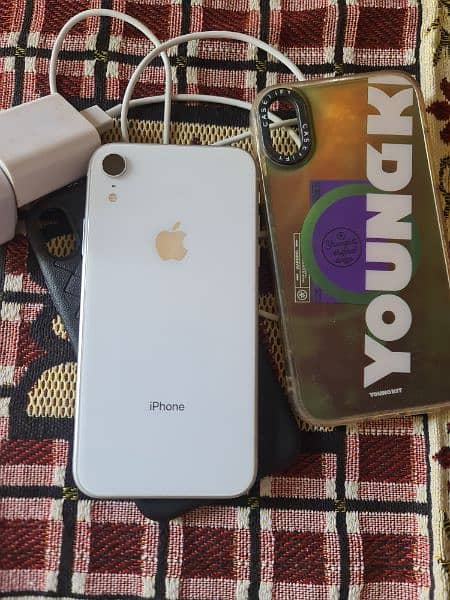 I phone XR 64GB just non PTA with Apple charger and 2 back cover 0