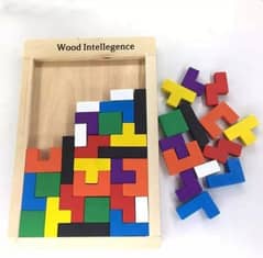 Multicolor wooden Tetris puzzle blocks board for kids