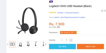 Logitech H340 USB Headset (Black)