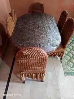 Dinning Table with 06 Chairs and Cushion - 3 door Cupboard