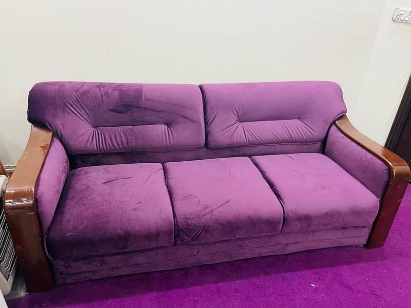 Six 6 seat sofa set purple velvet / L shaped sofa black velvet 1