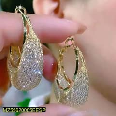 Beautiful Mesh & Zircon Drop Earrings