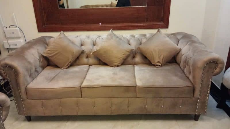 mustard wooden sofa set 1