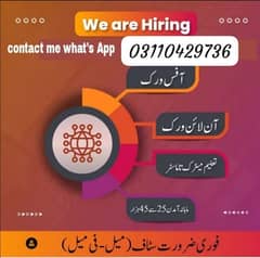 we need male,female staff office work & home base