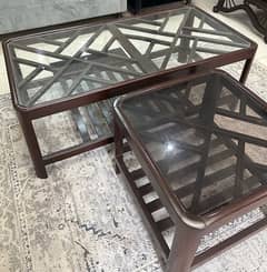 Wooden Table Set with Mirror Top