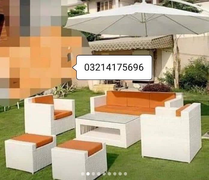 RATTAN GARDEN OUTDOOR UPVC FURNITURE SOFA SET CHAIRS TABLE UMBRELLA 14