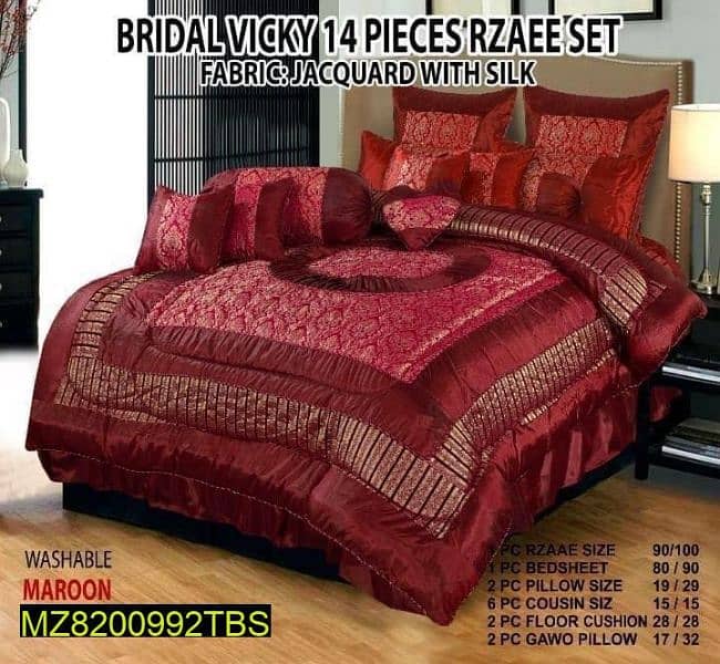 14 pcs Jacquard Bridal bed sheet Set 3