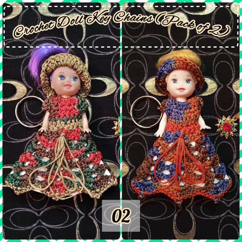 Handmade Crochet Doll Keychains (Pack of 2) – Perfect Gift & Accessory 1