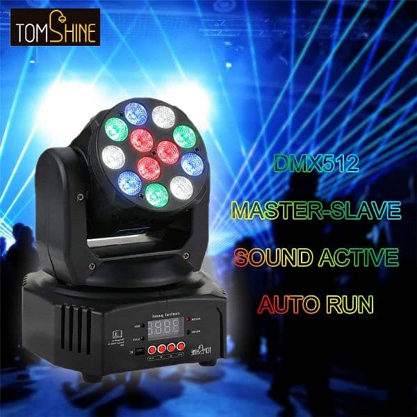 TomShine 40W 12 LED RGBW Moving Head Stage Light-Auto sound activation 7