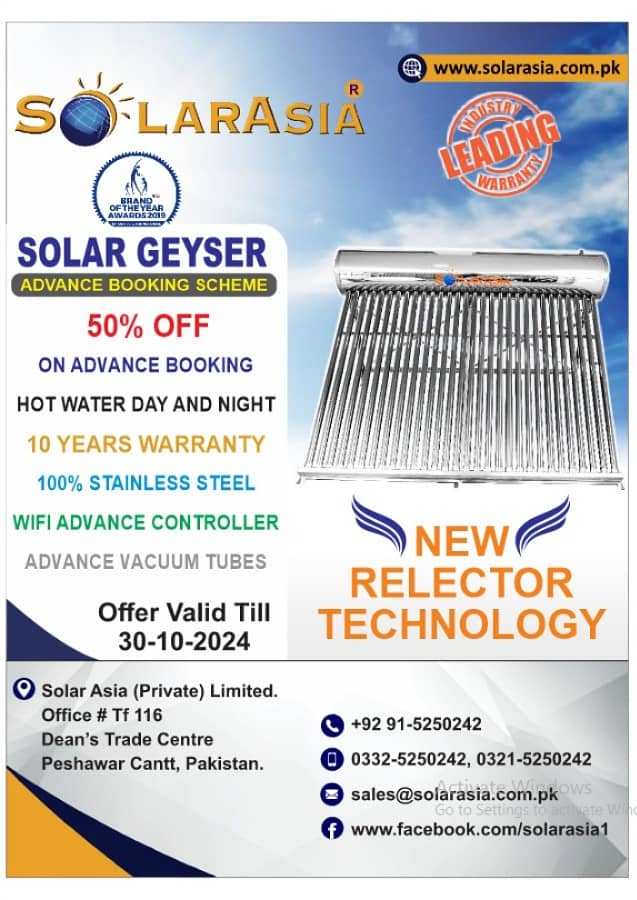 50% Off On Solar Asia Solar Geyser 150 Liters 10 Year Warranty 100% SS 12