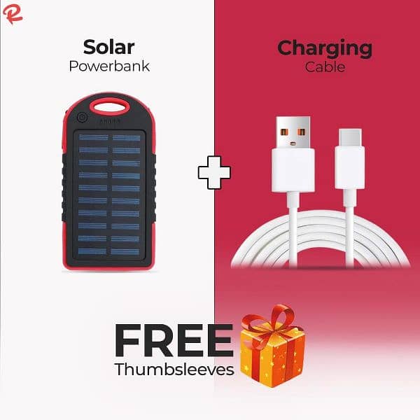 Solar Power Bank With Charging Cable 0