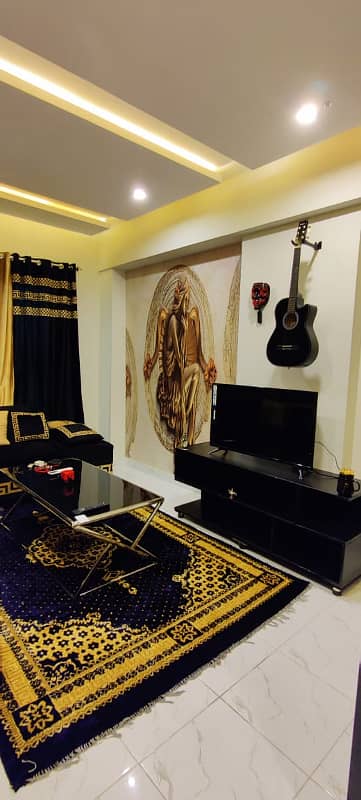 1 Bedroom VIP Full furnish flat per day available in Bahria town Lahore 5